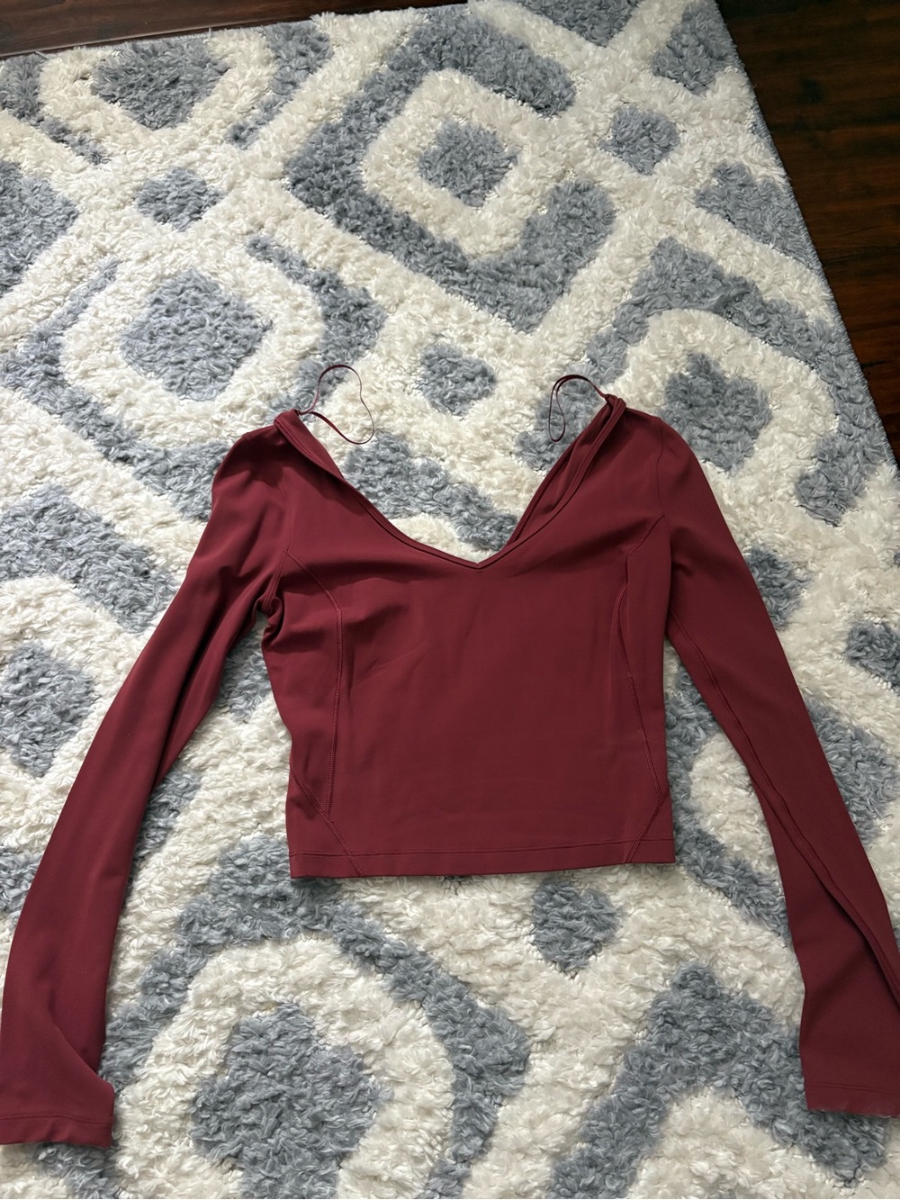 lululemon athletica Wine Red Long-Sleeve V-Neck Crop Top